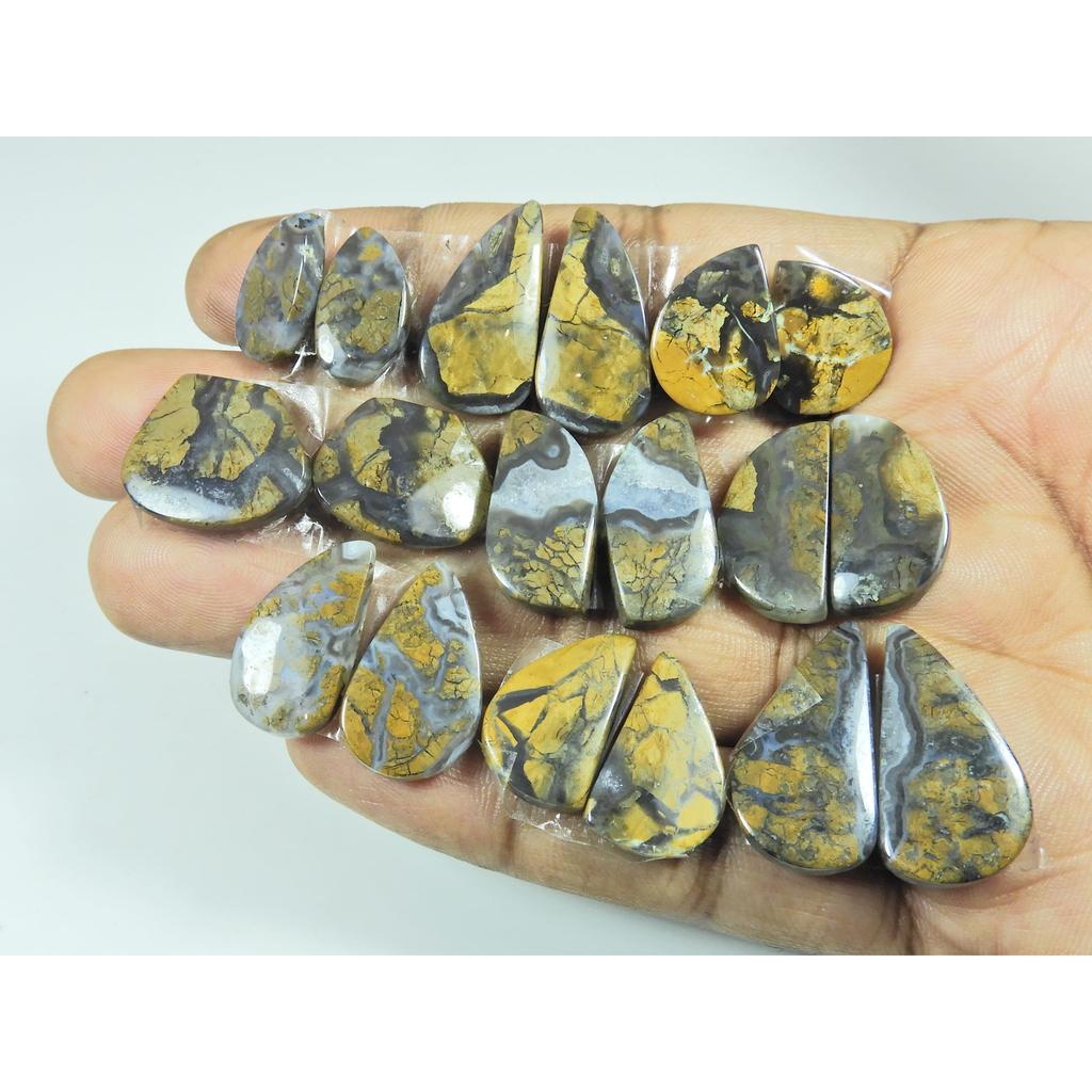 Natural Maligano Jasper Matched Pair Fancy Cabochon Loose Gemstone 9Pair Lot C-3286