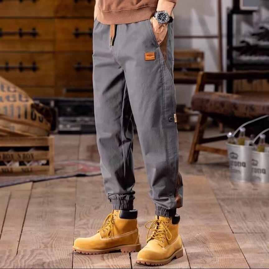 Summer Work Pants Men's Loose Thin Foot Ties Design Niche Casual Pants