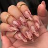 24Pcs Almond Press On Nails Rainbow Smudge Design With Star Moon Full Cover Fake Nail Tips Sweet