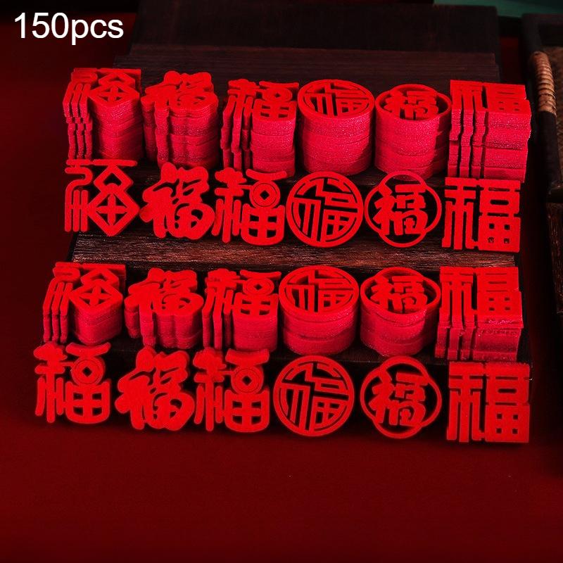 

150pcs Chinese New Year Window Decorations Fortune Decorations New Home Housewarming Happy Home Decorating Door Stickers