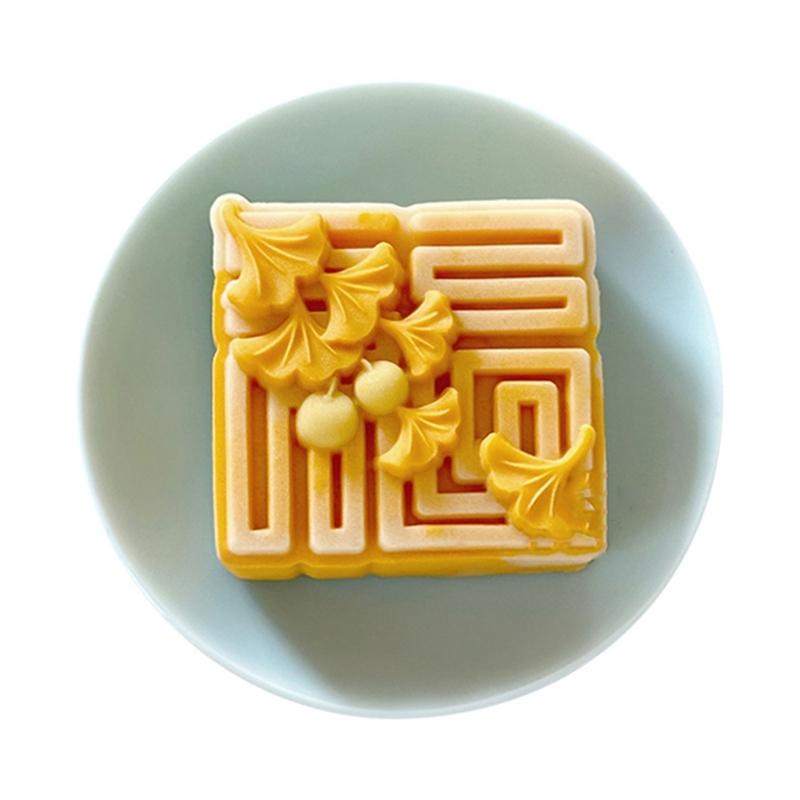 MidAutumn Festival Moon Cake Maker 3D Leaf Pattern Moon Cake Molds Cookie Stamp Hand Press Cookie Dessert Cutter