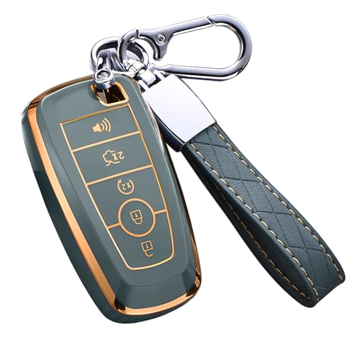 

Чехол для брелока Ford, Explorer Mustang Escape Edge Lincoln Premium Soft TPU полностью защищенный чехол для ключа с дистанционным управлением Держатель для ключей золотой/серый