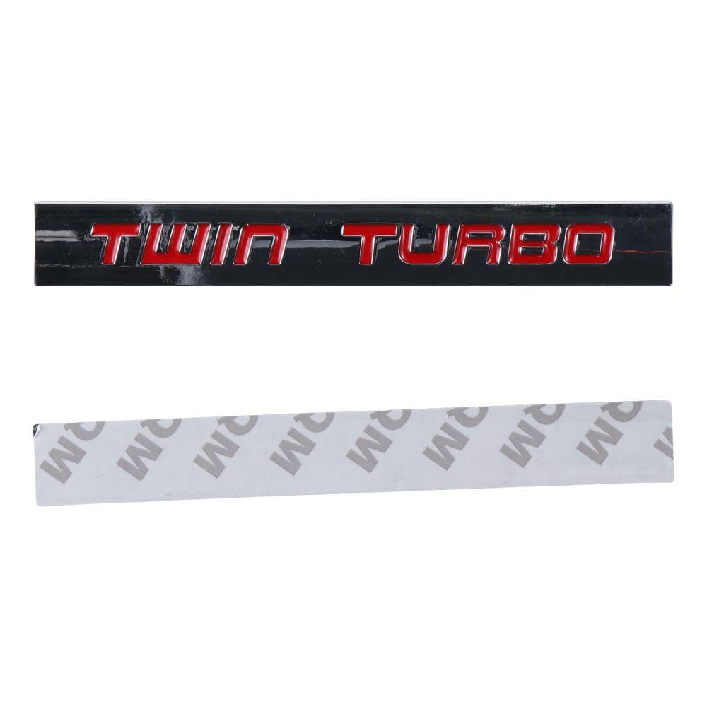 Qicarkey 2pcs 3D Twin Turbo Emblem Metal Letter Logo Car Emblem Badge 5.83*0.79inch Car