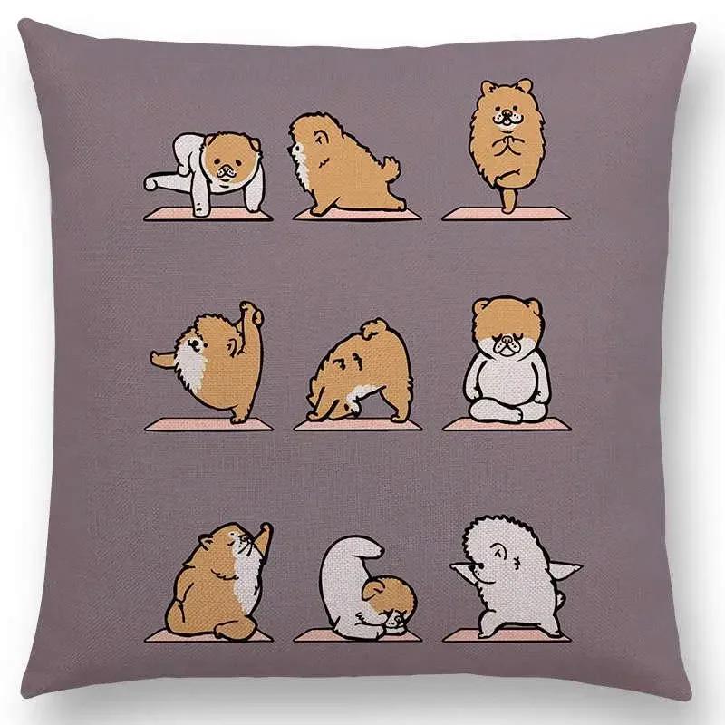 Mais Novos Animais Yoga Estampas de Desenho Animado Engraçadas Capa de Almofada Alpaca Coelho Dachshund Bull Terrier Hipopótamo Cães Panda Capa de Almofada para Sofá