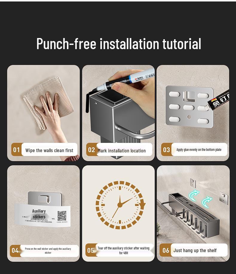 Wall-Mounted Knife & Utensil Holder with Punch-Free Multi-Functional Storage Rack