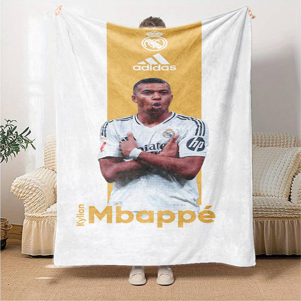 Star Player Kylian Mbappé Blanket Comfortable Great for Bedding Livingroom Picnics Four Seasons Universal Stylish Decor