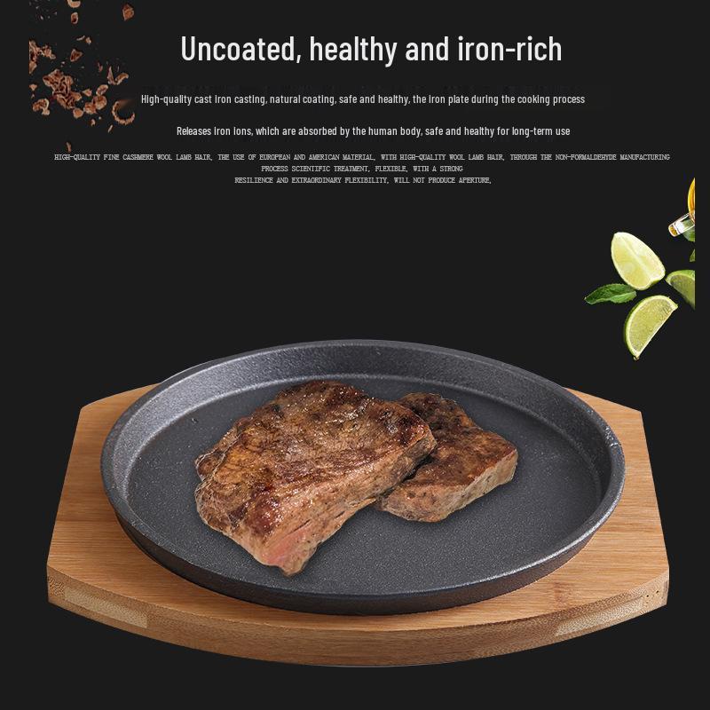 Round Thickened Cast Iron Griddle: Korean BBQ & Western Steak Pan
