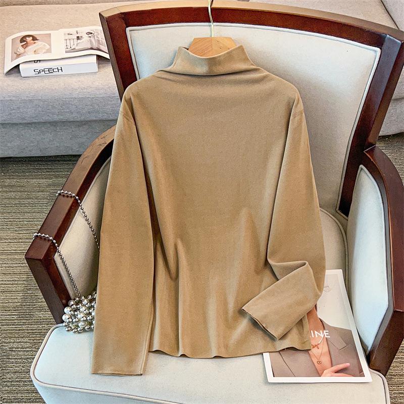 Plus-Size Women's Double-Sided Fleece Thermal Base Layer with Half-High Collar (200-300 Jin)