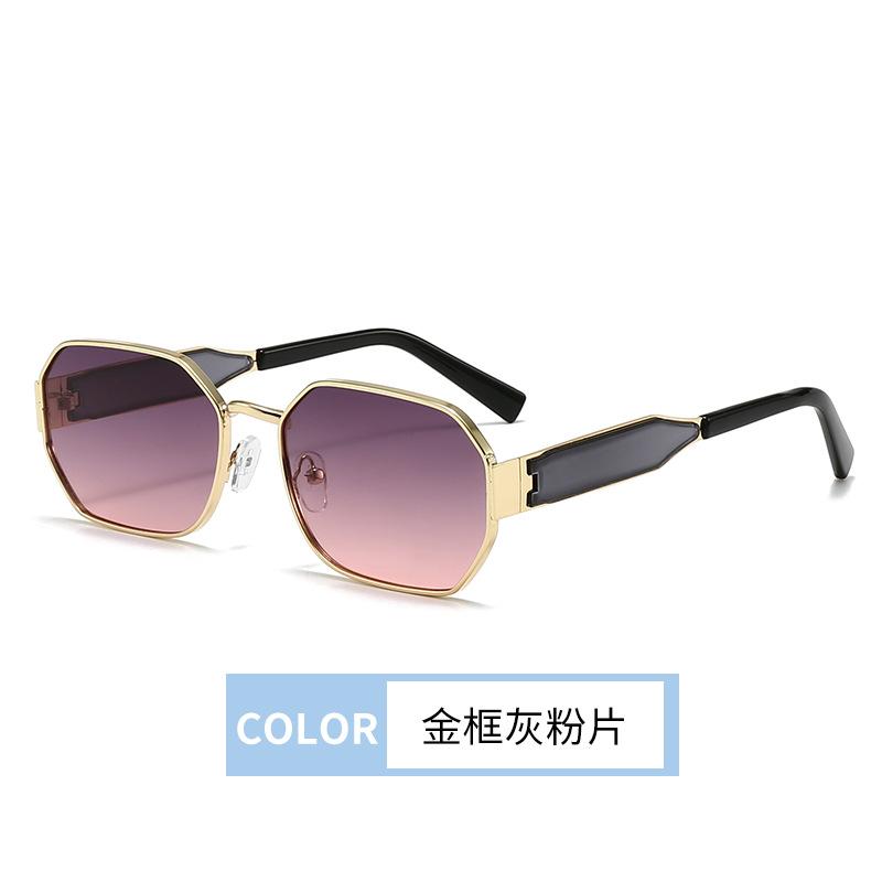 American retro women's high-end brown sunglasses, personalized narrow frame fashionable concave shape UV-proof sunglasses