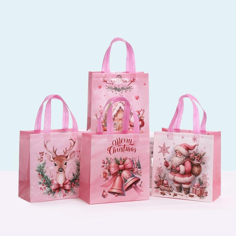 Christmas Nonwoven Gift Bag With Santa Claus Design - Reusable Holiday Candy Present Carrier 23x22x11cm