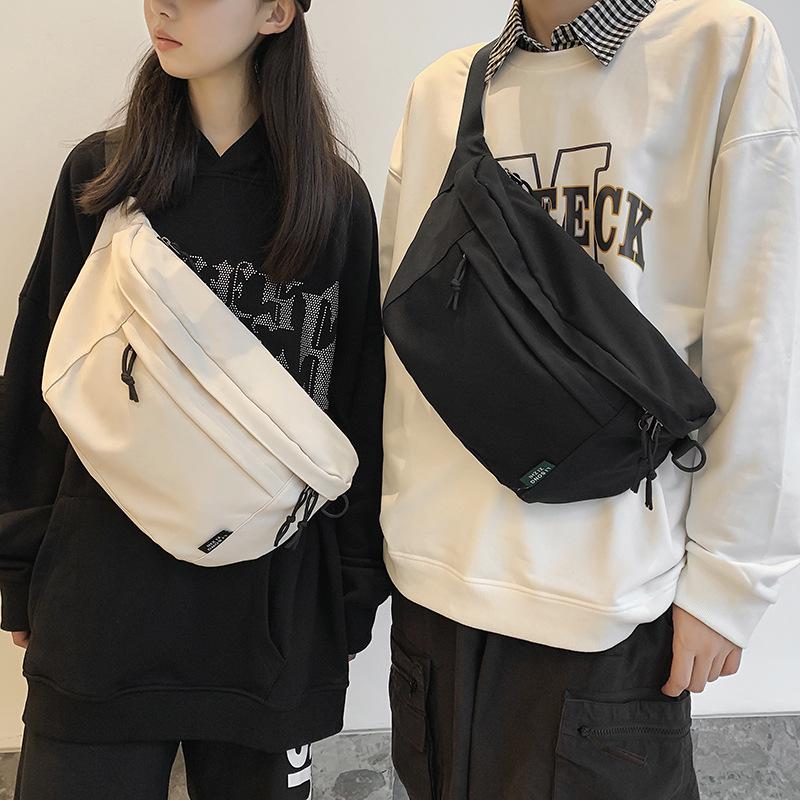 Large Capacity Unisex Crossbody & Waist Bag - Japanese Style, Solid Color, Trendy Hong Kong Street Design
