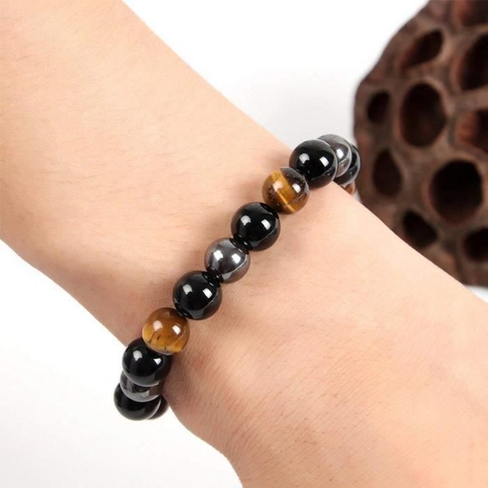 Bracelet - SOBZK - Craze - Triple Bracelet - Hematite - Black Obsidian - Tiger's Eye