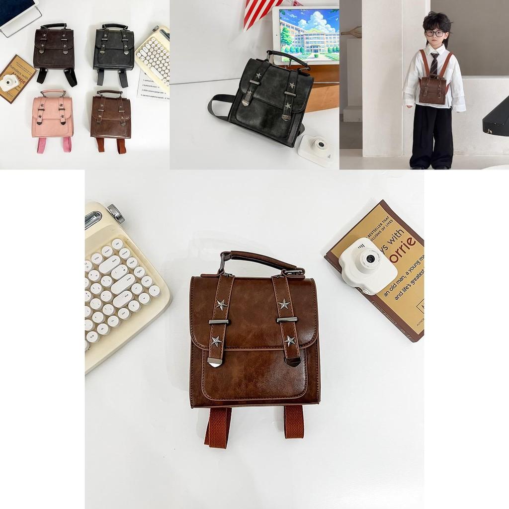 Vintage Style Unisex Kids Backpack Retro Design Breathable Pu Material Everyday Use