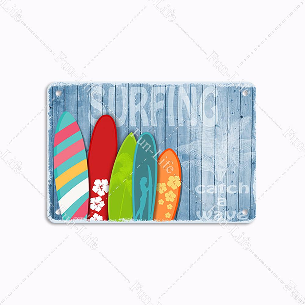 Beach Tin Sign Bar Pub Cafe Shop Wall Surfing Decoration Vintage Metal Art Sticker Poster Home Decor Iron Plate 20x30 cm