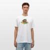 The Cotton Casual Cube Has Melted Into A Colorful Water Puddle Pattern and Is Printed on The Mens Tshirt