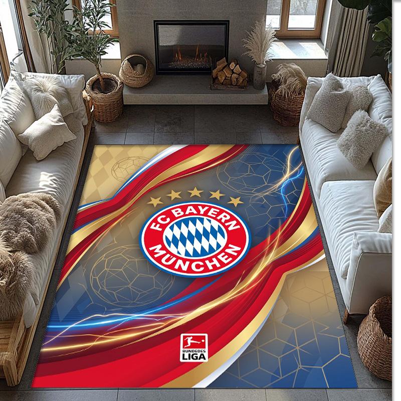 FC Bayern München Fußball Muster Weicher Teppich Rutschfest für Innenbereiche Sport Dekor Matte für Schlafzimmer