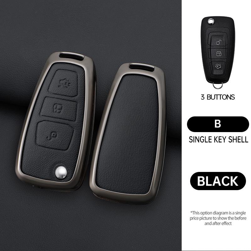 

Zinc Alloy Genuine Leather Car Key Bag For Ford Transit Tourneo 2012- Focus Mondeo Fiesta Smart Remote Key Shell 3 Buttons