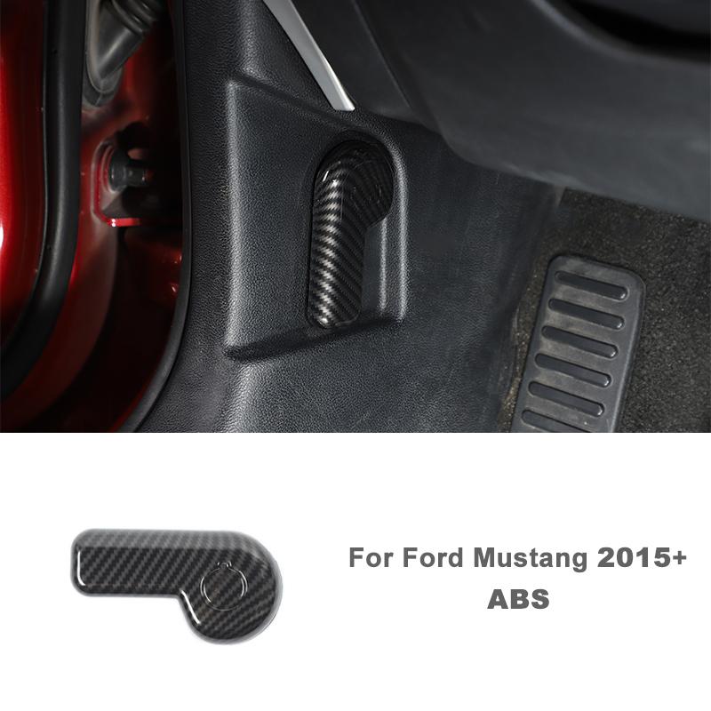 Car Steering Wheel Door Handle Decoration Center Console Cover Protective Sticker For Ford Mustang 2015 Up ABS Car Accessories Carbon Fiber Black