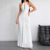 New Dress European and American Fashion Slim Slim Pleated Long Skirt Solid Color Women's Summer Dress Long Skirt