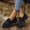 Fashion Women's Fashion Thick Heel Shoes Spring New Round Head Deep Mouth Butterfly Knot Thick Sole Non-slip Low-top Shoes