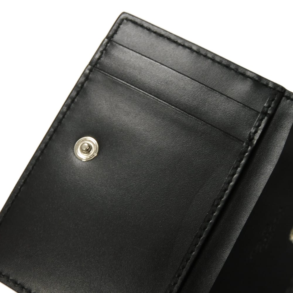 Used 9539 Guccissima Card Holder 779844 CWC1N 4009 7946 Bifold Flap Gusset Compartment with GG Embossing Black Men's
