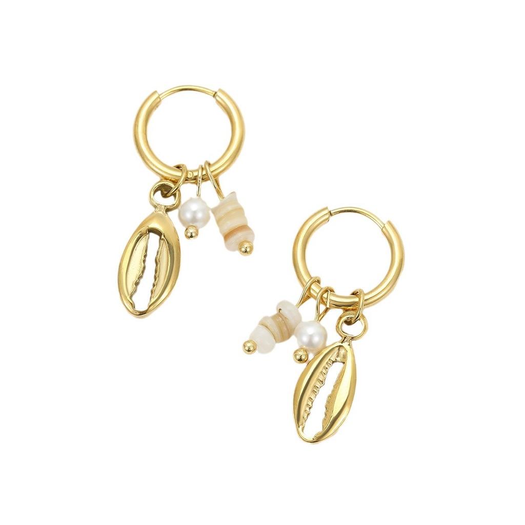 Summer Ocean 18K Gold Plated Starfish Jewelry Waterproof Stainless Steel Drop Earrings Natural Stone Minimalist Women Earrings