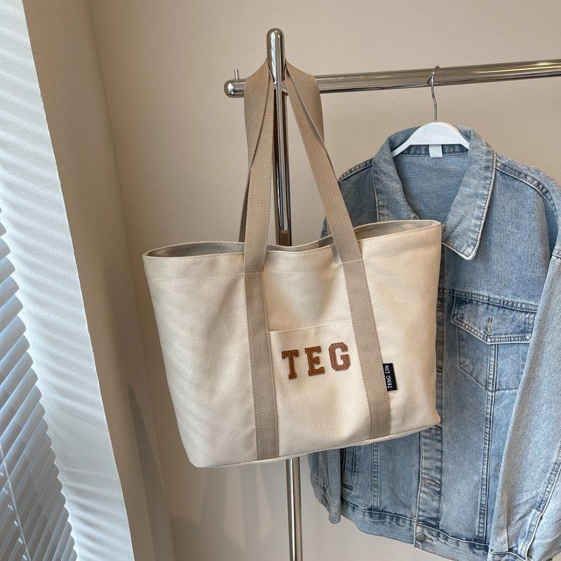 Canvas casual large-capacity bag women's 2025 new shoulder bag summer versatile soft surface class commuter tote bag