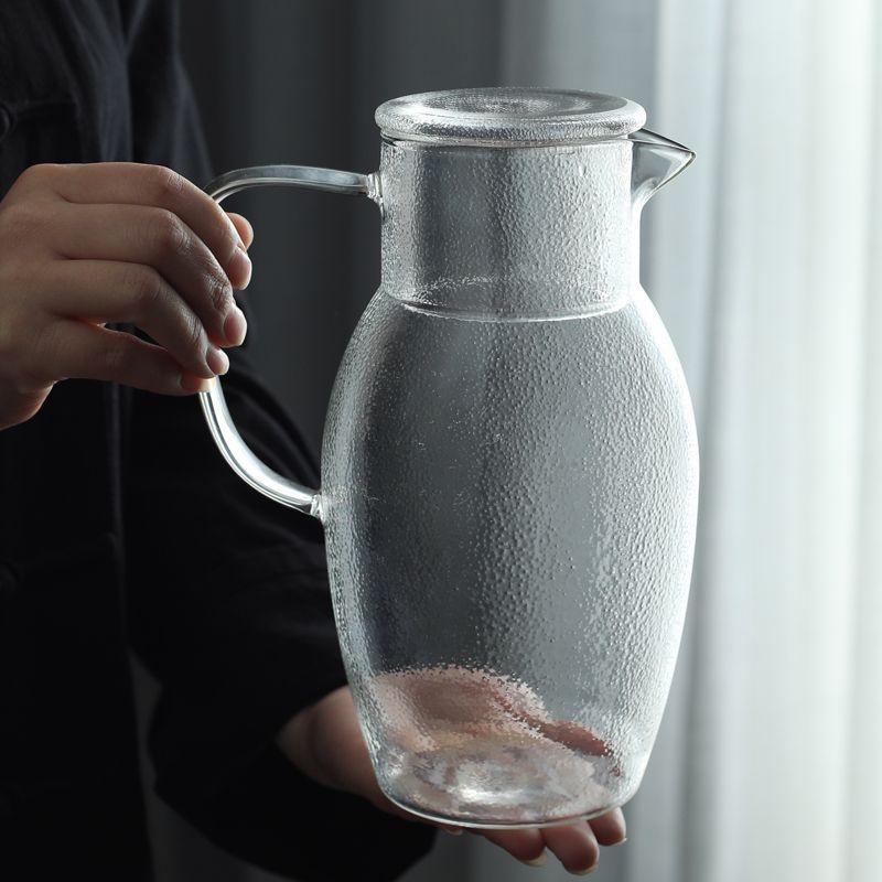 Japanese Hammer Pattern Drinking Cup Large-capacity Glass Cold Kettle Lemon Water Bottle Heat-resistant Glass Juice Drink Jug