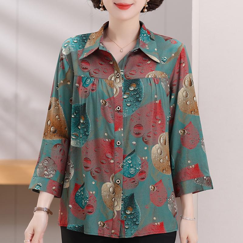 

Жіночі елегантні блузки великих розмірів XL-7XL, повсякденна вільна літня сорочка з вінтажним принтом і довгим рукавом 3XL