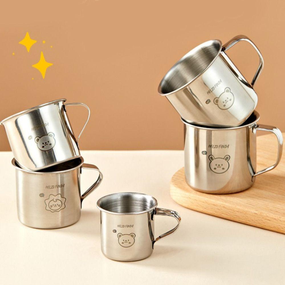 304 Stainless Steel Tea Milk Cup with Handle Children's Cup New Baby Milk Cup