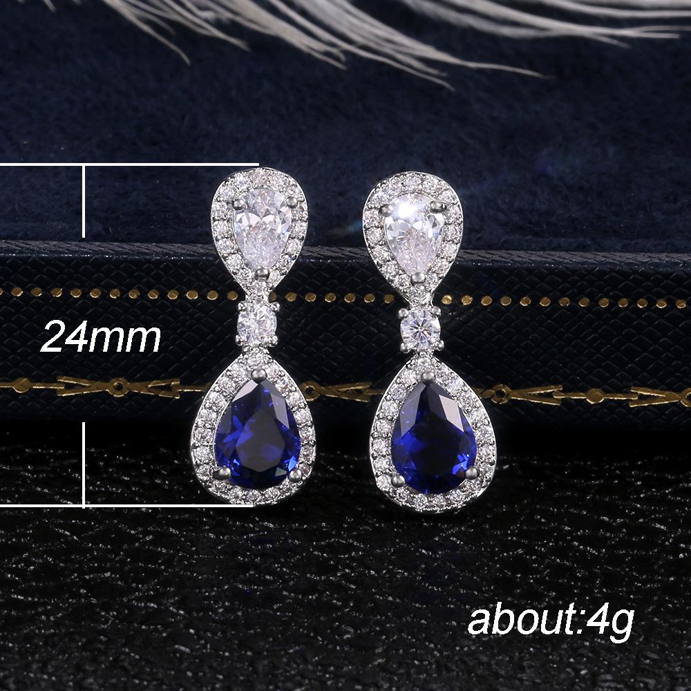 Noble Luxury Sapphire Blue Water Drop Bridal Dinner Earrings, Popular Accessories