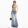 Spring Summer Vintage Low Waist Slim Micro Flare Denim Pants For Women Casual Pants Oversize Denim Trousers