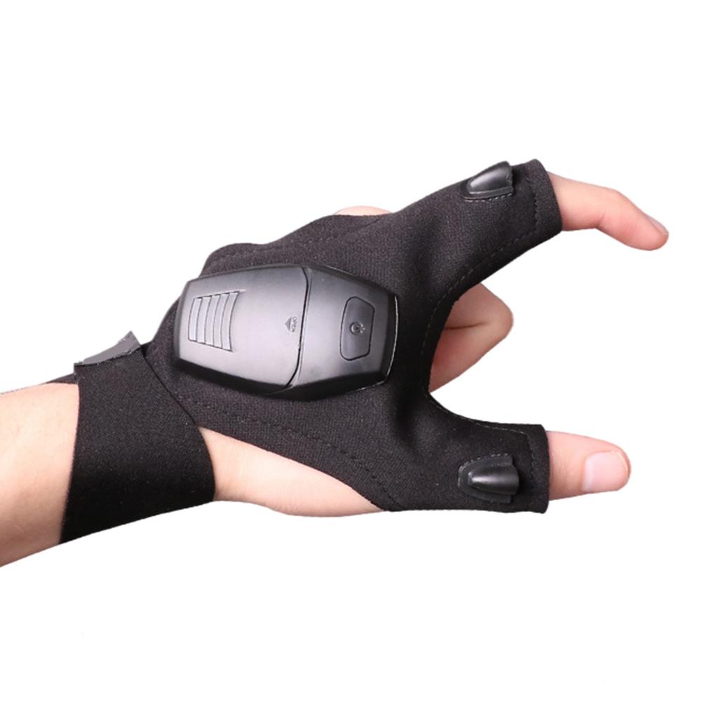Night Light Waterproof Fishing Gloves with LED Flashlight Rescue Tools Outdoor Gear Cycling Practical Fingerless Gloves