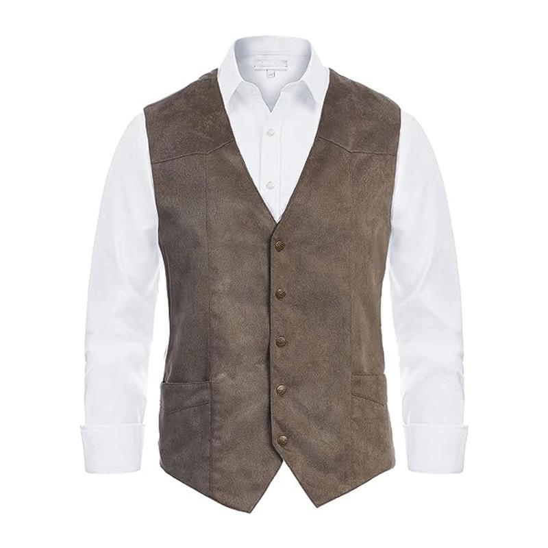 Men's Retro Slim Fit V-Neck Suit Vest for Formal and Casual Wear