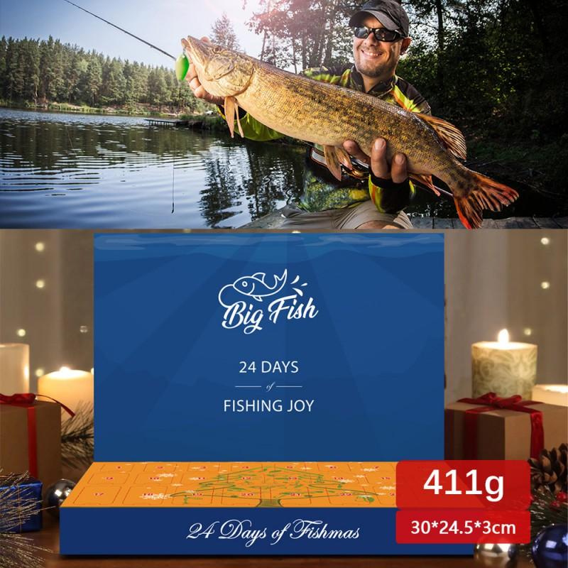 Conjunto de Iscas de Pesca com 24 Peças Caixa de Presente de Natal - Modelo 02 Peixes Artificiais Iscas Macias Plásticos para Pesca de Arraste Cores Sortidas