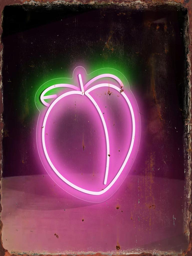 Neon Fruit Metal Tin Sign Supermarket Fruits Area Poster Restaurant Background Home Iron Plate Mural Bar Club Wall Decor Plaque