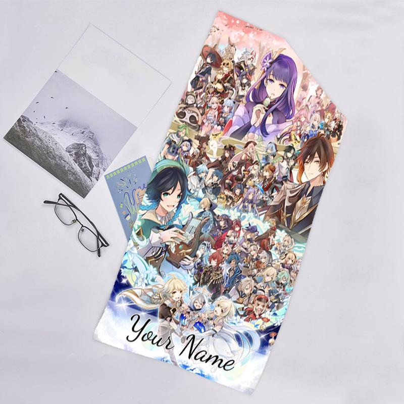 1pc Genshin Impact Beach Towel with Custom Name, Beach/Swimming/Bath/Picnic/Camping Towel, Suitable for Seaside Beaches