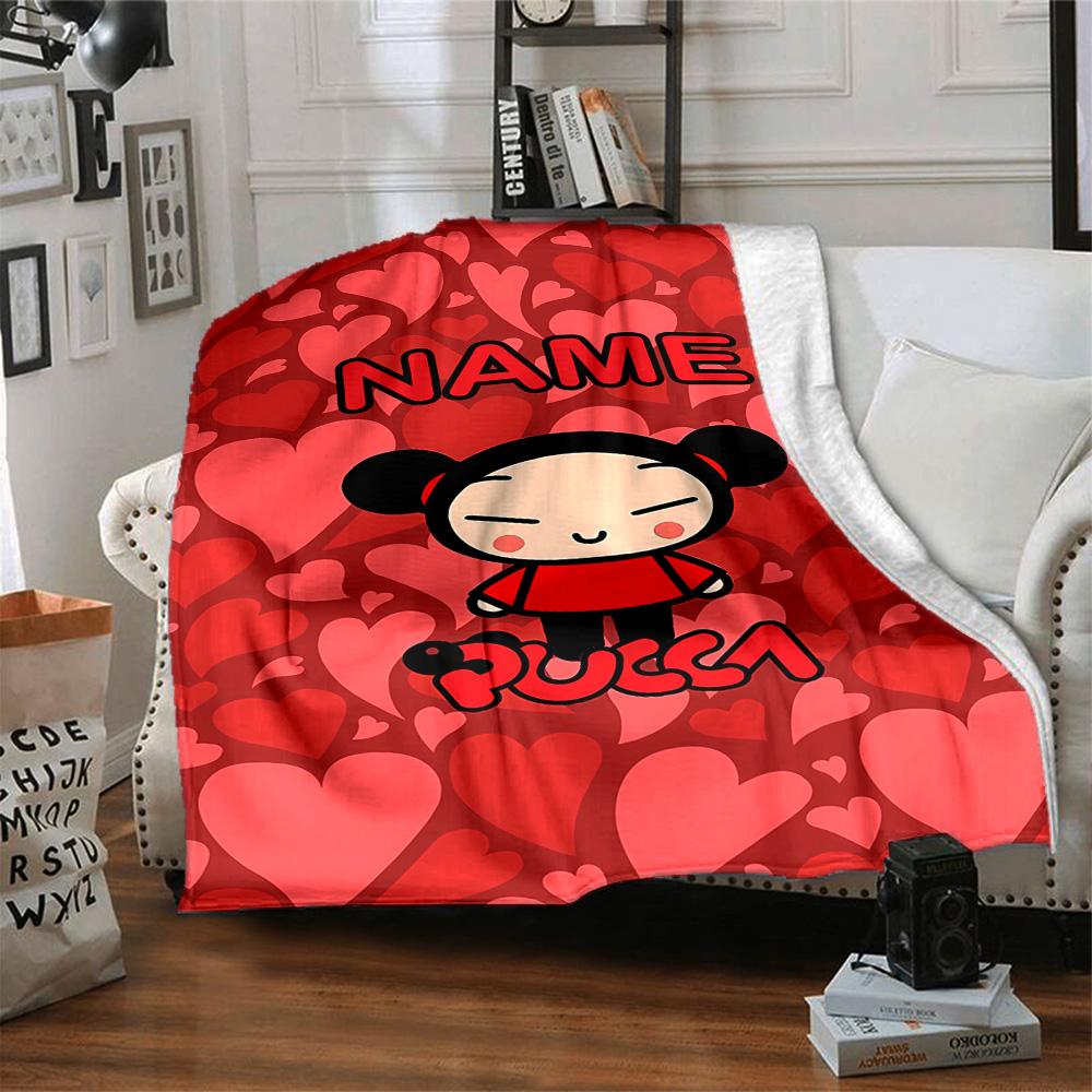 Customizable PUCCA1 Throw Blanket – Personalized Name, All-Season Cozy Snug Blanket, Machine Washable, Personalized Blanket