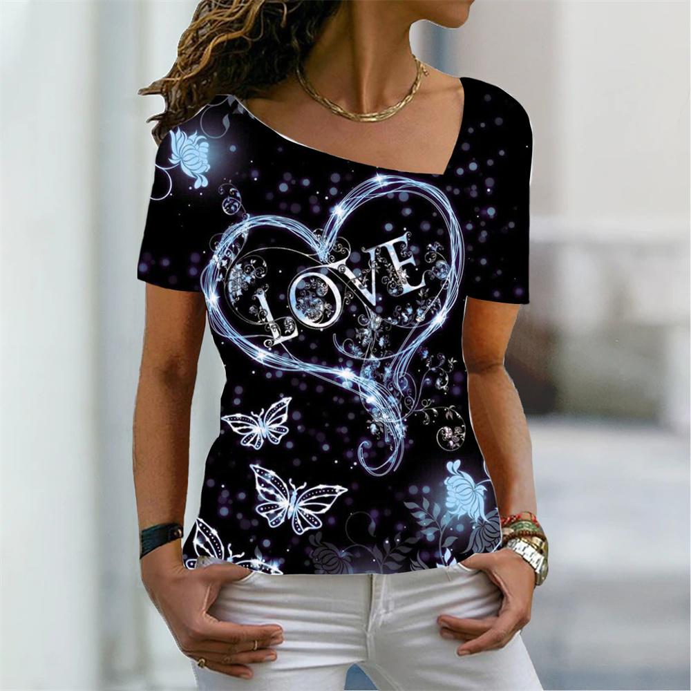

Модная женская блузка 2023, женская футболка с 3D принтом и коротким рукавом, повседневная футболка для женской одежды, топы большого размера, футболки 5XL