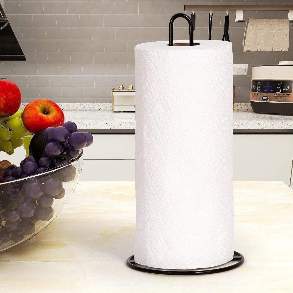 Easy-Tear Paper Towel Holder Heavy-Duty Napkin Paper Holder Roll Organizer  Desktop