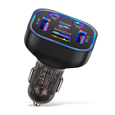 63W 6 In 1 PD Fast Charging Car Charger USB Quick Charge3.0 for IPhone 16 15 Samsung Xiaomi Type-C Car Phone Charger Adapter In Car