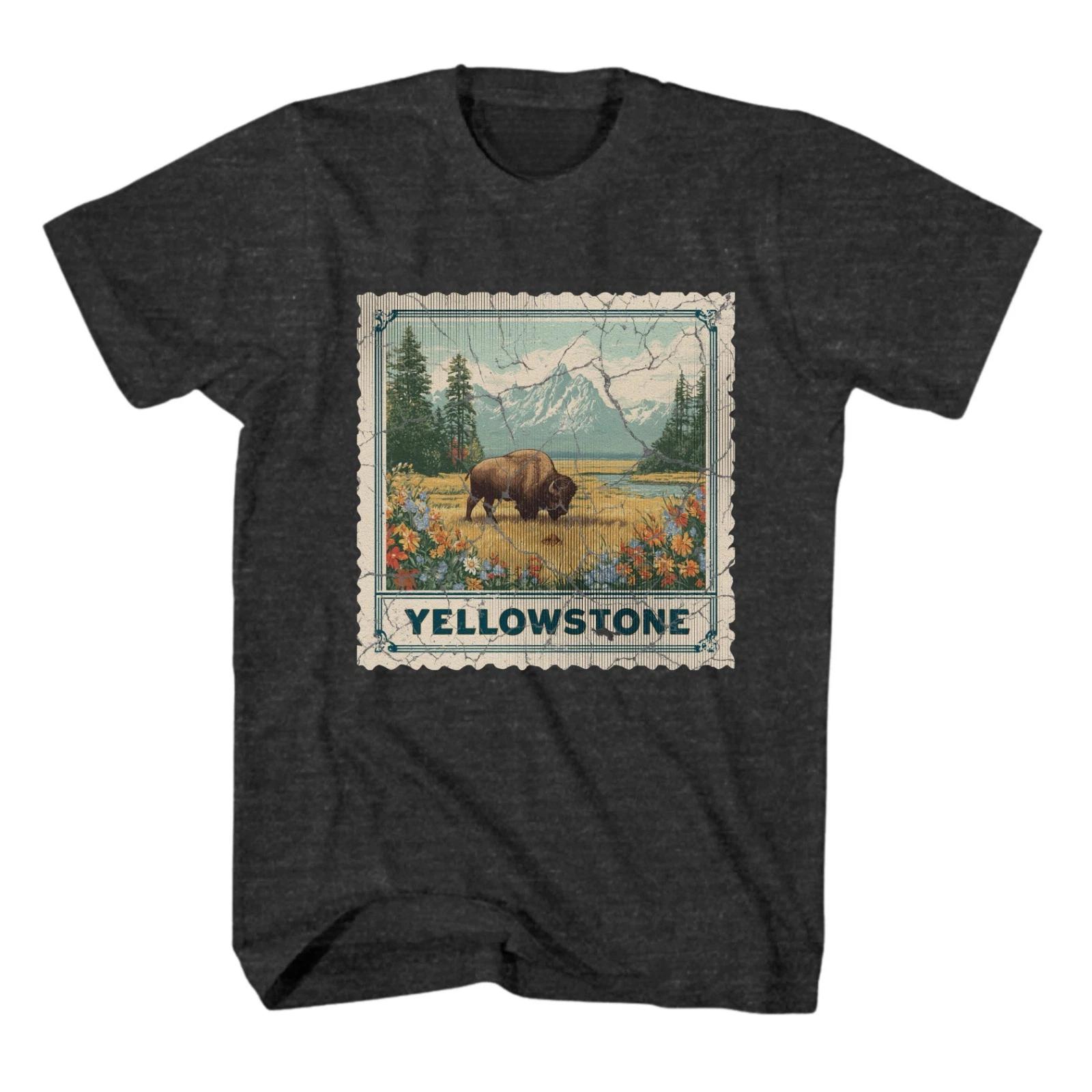 Yellowstone National Park Shirt Wyoming Souvenir Shirt Stamp USA Camping Hiking L