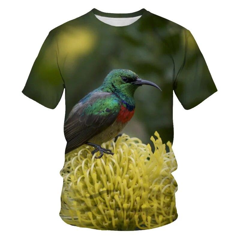 Fashion All Kinds of Birds T Shirt for Men Fun Trend Personality Printed Round Neck Tees Hip Hop Harajuku Streetwear Tops