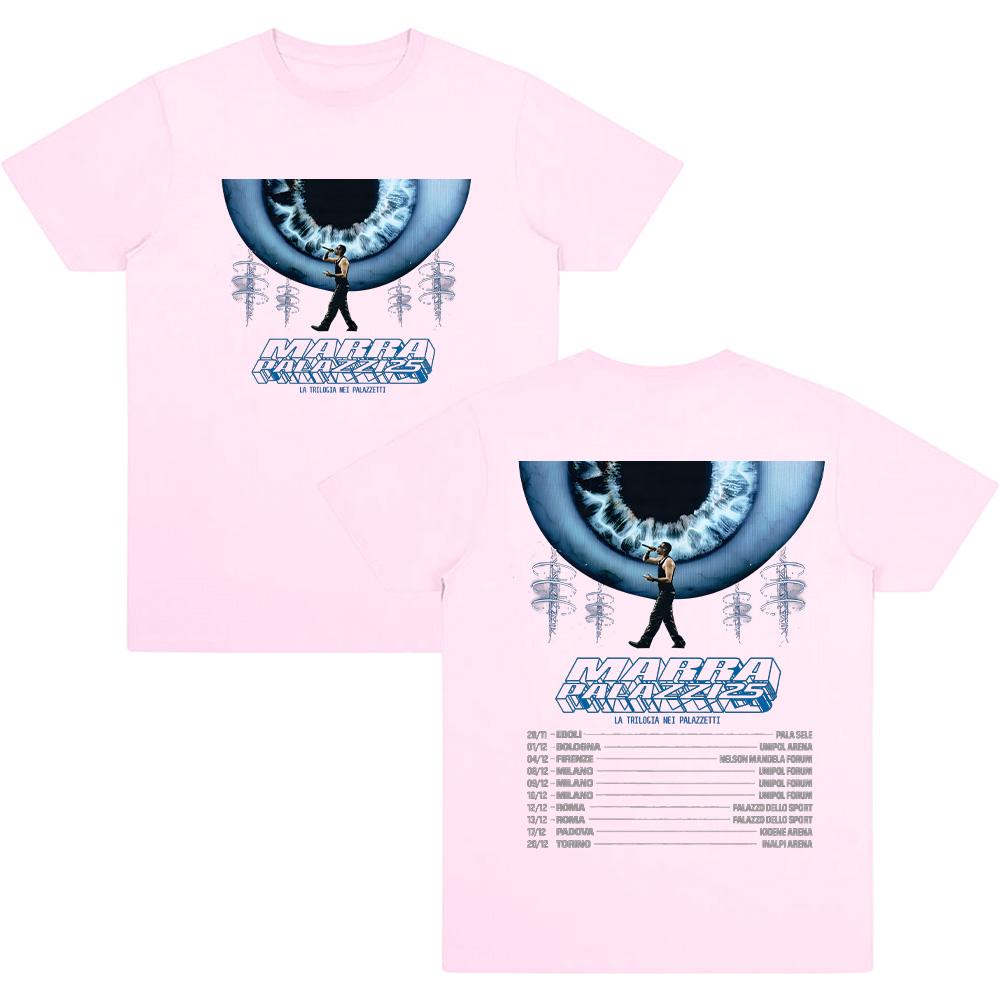 Marracash Palazzi 25 Tour T-shirty Moda Bawełna Odzież Uliczna Kobiety Mężczyźni Pop Oversize T-shirt Graficzny Dwustronny Streetwear