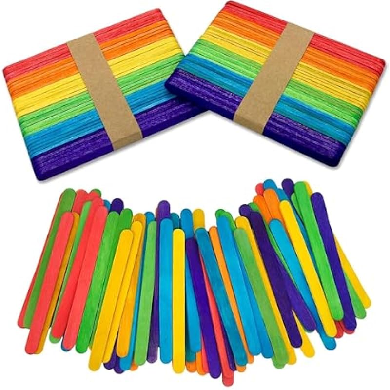Eclet 400 Sticks(200 Colored And 200 Plain) Sticks Natural Wooden Ice Cream Sticks For School Projects 0 белый