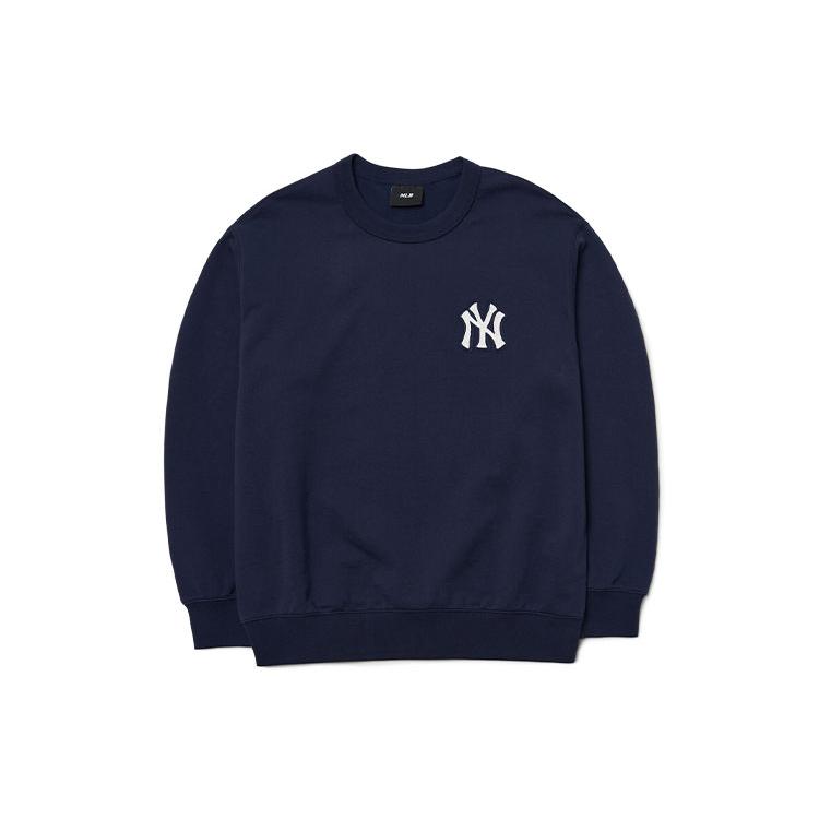 New MLB Old Flower Sweatshirts Unisex Navy Blue 3AMTM0121-50NYS