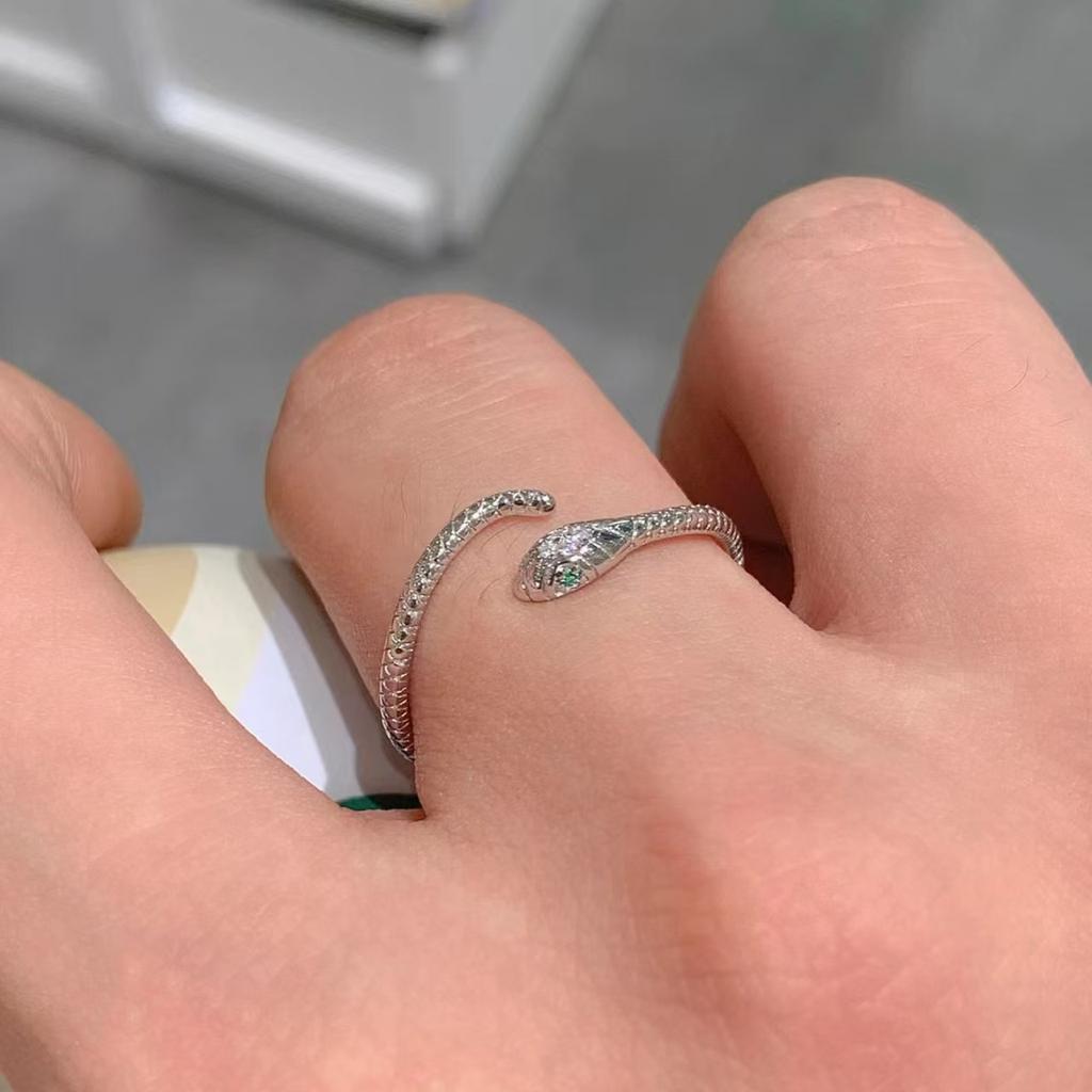 Ring Green-eyed Snake Ring Women's Fashion Personality Ins Wind Niche Opening Adjustable Ring