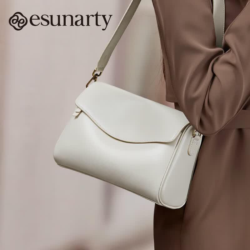 ESUNARTY Women s Leather Crossbody Pillow Bag