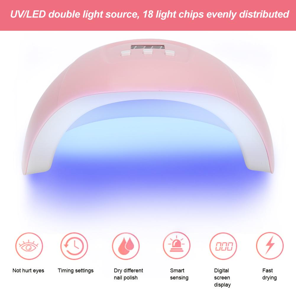 54W Nail Gel Curing Light 18 LED Light Chips Smart Sensor Nail Polish Drying Light