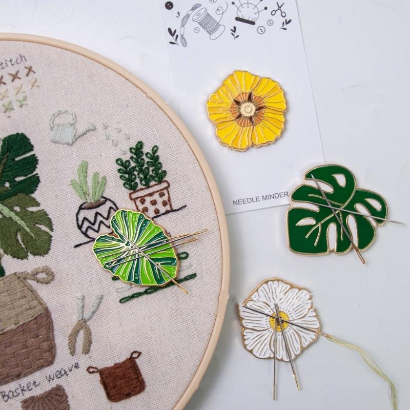 Porta-aghi a forma di Fiore Foglia Portaghi Magnetici Needle Nanny Porta-aghi per Cucito Ricamo Lavoro a Maglia